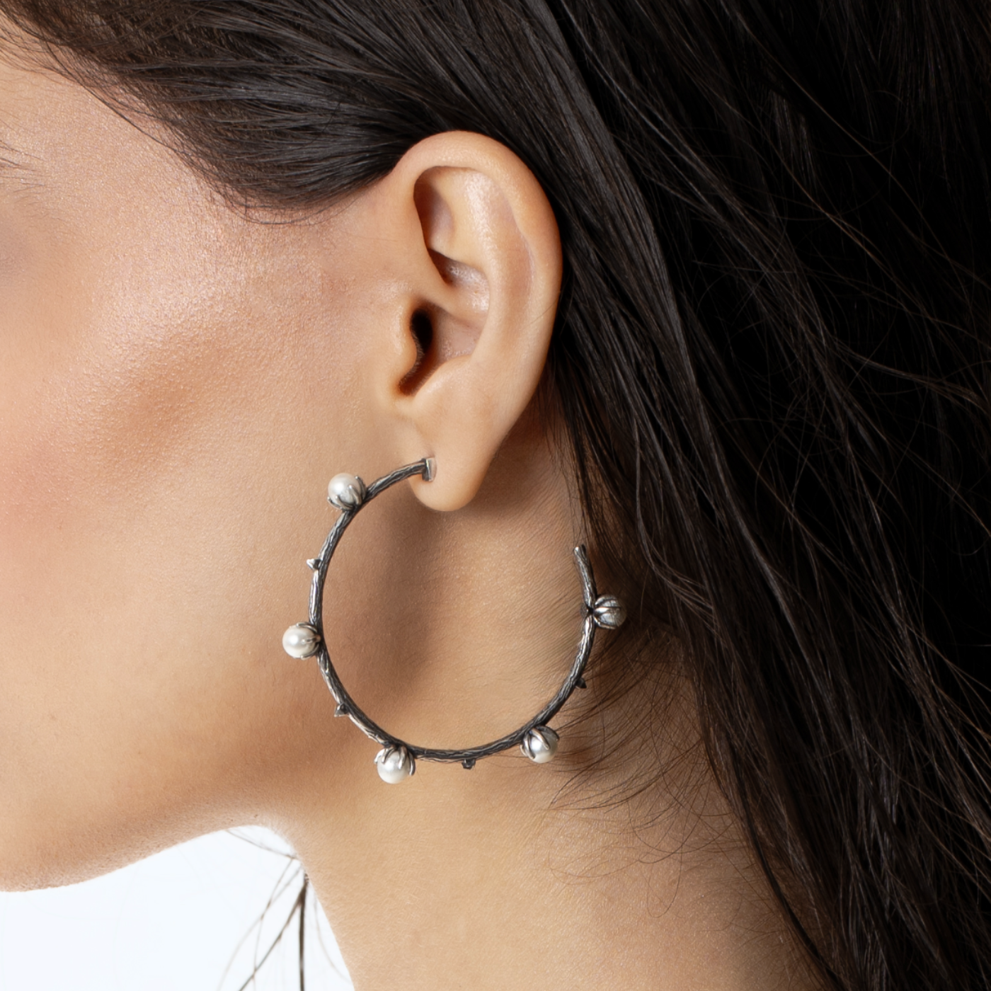 Pearl Hoop Earrings "Bambak"