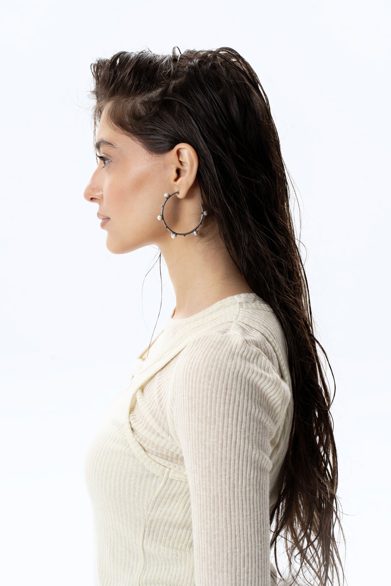 Pearl Hoop Earrings "Bambak"